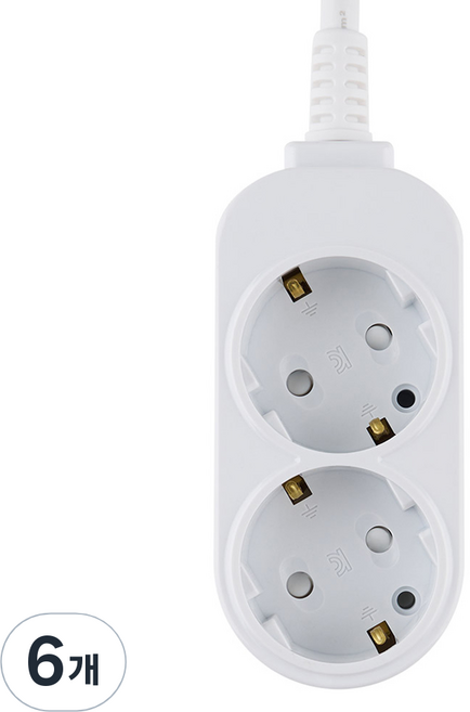 보에담 접지 멀티탭 10A 2구, 화이트, 6개, 1.5m