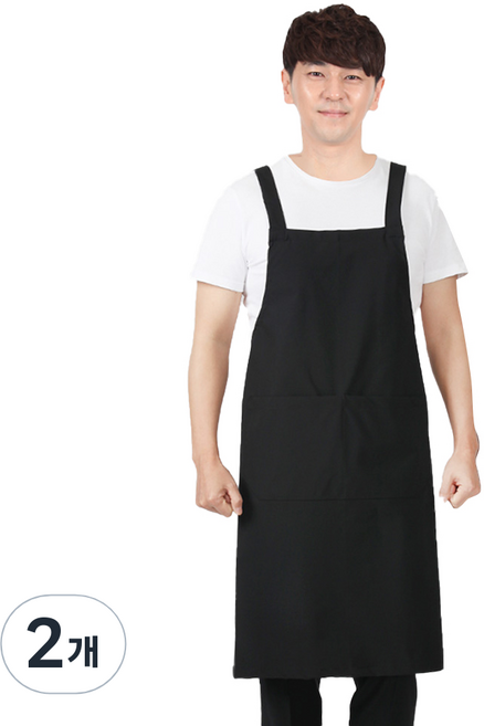 SF패션 남성용 특대 H형 앞치마 AE47, 검정, 2개