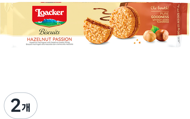 로아커 비스킷 헤이즐넛, 80g, 2개