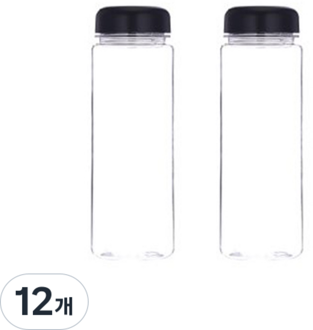 위드컴퍼니 마이보틀 무지 페트, 블랙, 500ml, 12개