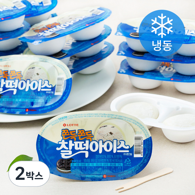 찰떡아이스 쿠키 앤 크림 (냉동), 90ml, 24개입, 2박스