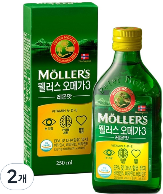 뭴러스 오메가3 레몬맛, 250ml, 2개