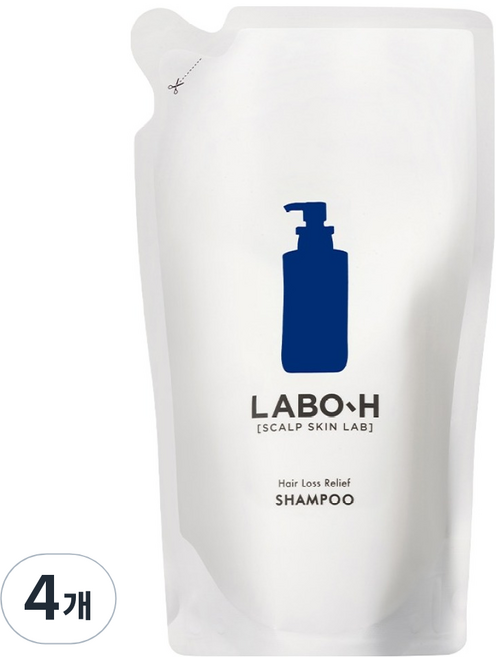 라보에이치 쿨링 노세범 탈모 샴푸 리필팩, 400ml, 4개