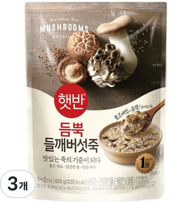 CJ Hetbahn 紫蘇籽蘑菇粥, 420g, 3個