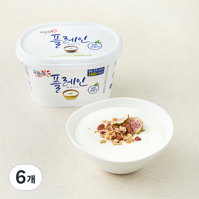 빙그레 요플레 플레인 화이트, 430g, 6개