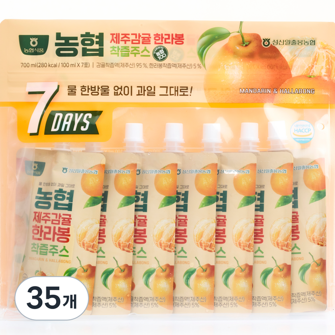 농협 제주감귤 한라봉 착즙주스, 100ml, 35개