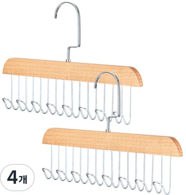 아케이바이 다용도 8구 우드 옷걸이, 4개, 혼합색상