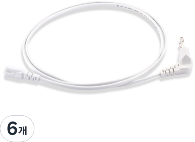 삼정 컴퓨터 모니터 파워 전원 케이블 ㄱ자브래트형 / 8자 WHITE AC 220V, 6개, 2m