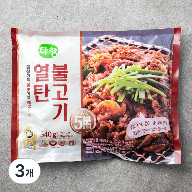 다향 불향가득 열탄 오리 불고기 매콤한맛, 540g, 3개