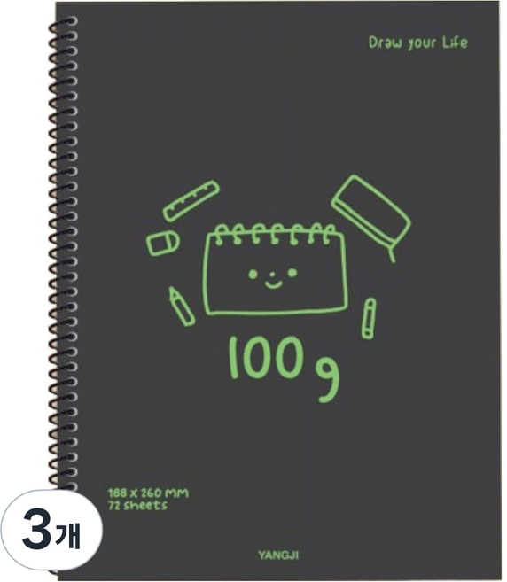 양지사 연습장 100g 무선노트, 3개, 블랙