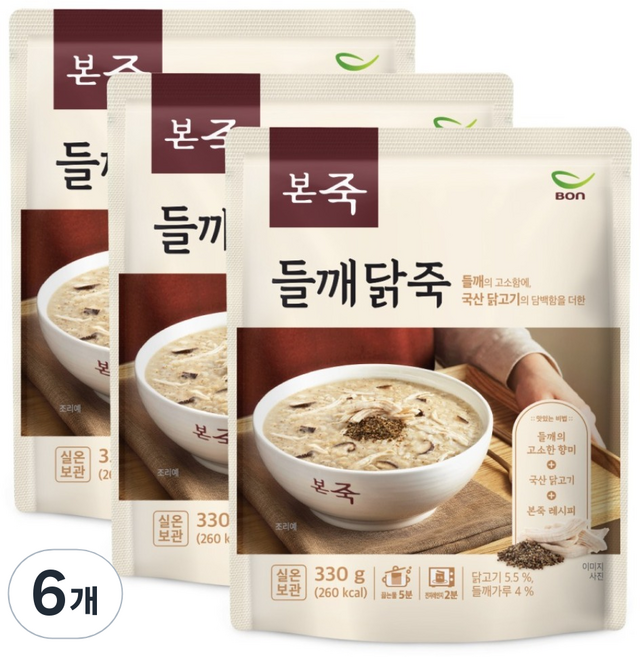 본죽 들깨닭죽, 6개, 330g