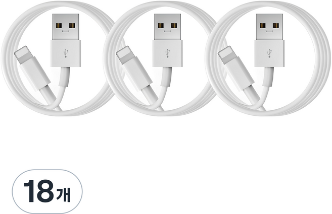 신지모루 아이폰 고속충전 케이블, 1m, 화이트, 18개