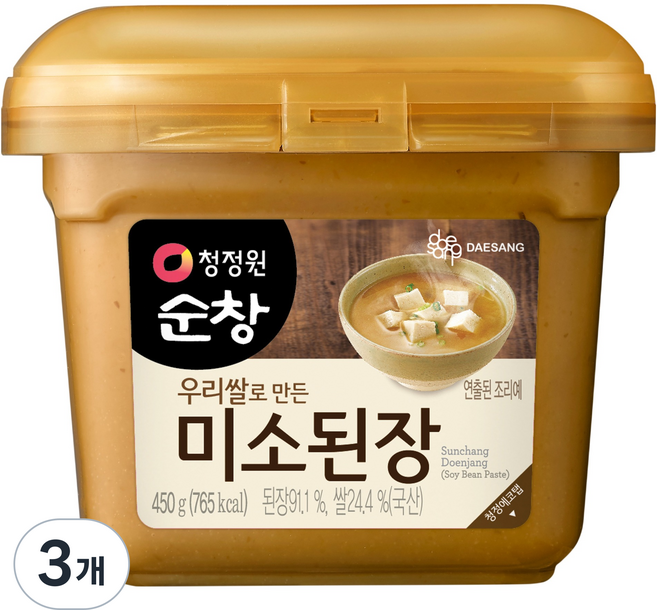 청정원순창 우리쌀 미소된장, 450g, 3개