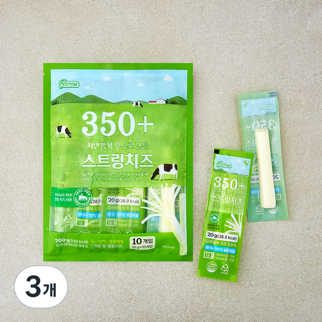 보꼬네 350+ 자연방목 우유로 만든 스트링 치즈, 20g, 3개, 10개입