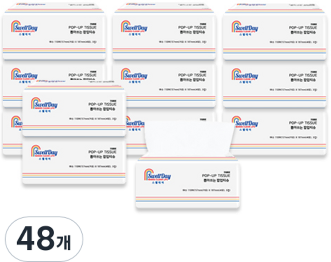 스웰데이 뽑아쓰는 팝업 미용티슈 3겹, 110매입, 48개