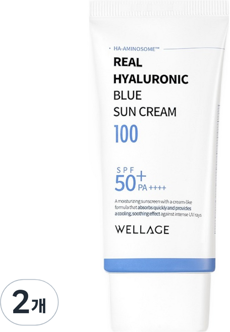 WELLAGE 唯拉珠 真實玻尿酸藍色防曬霜 SPF50+ PA++++, 50ml, 2個