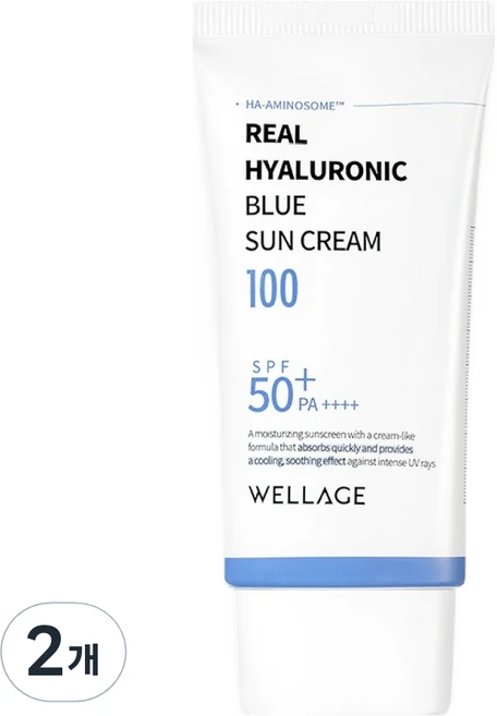 웰라쥬 리얼 히알루로닉 블루 선크림 SPF50+ PA++++, 50ml, 2개 - 쿠팡