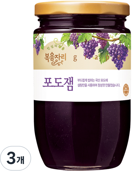 복음자리 포도잼, 480g, 3개