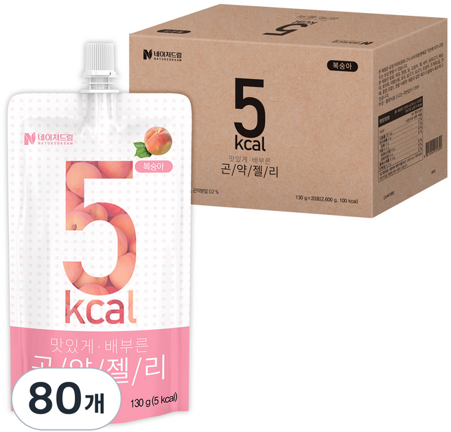 네이처드림 맛있게 배부른 5칼로리 곤약젤리 복숭아, 130g, 80개