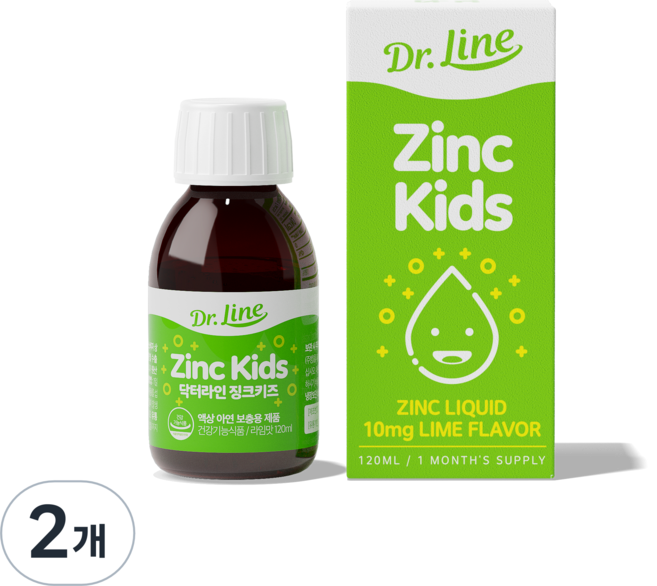 닥터라인 징크키즈 액상 아연 라임맛, 120ml, 2개