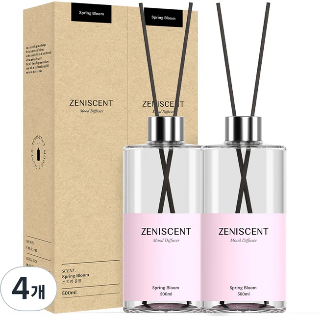 제니센트 무드 디퓨저, 스프링 블룸, 500ml, 4개 - 쿠팡
