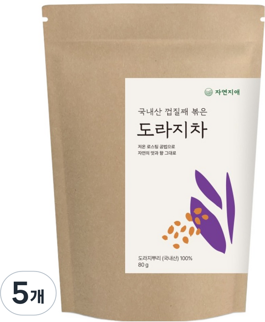 자연지애 국내산 볶은 도라지차, 80g, 5개, 1개입