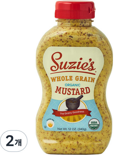 수지스 유기농 홀그레인 머스터드, 340g, 2개