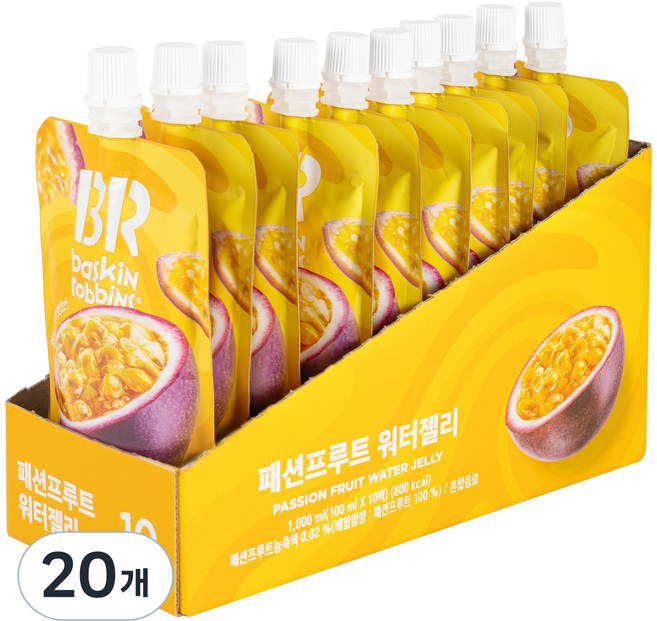 배스킨라빈스 얼려먹는 패션프루트 워터젤리 10개입, 1L, 2박스