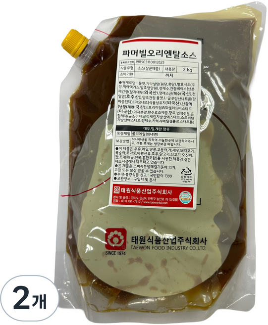 태원식품 오리엔탈 소스, 2kg, 2개