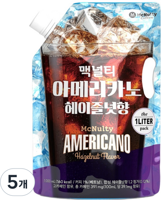 McNulty Coffee 冰美式咖啡 榛果, 5個, 1L