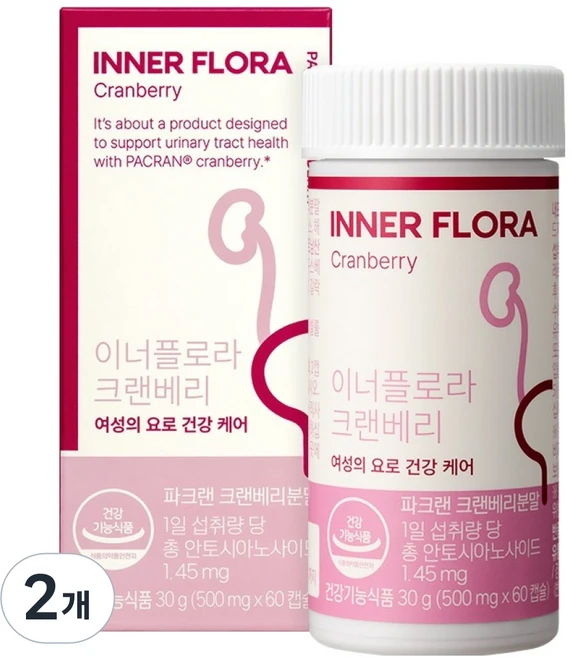 유한건강생활 뉴오리진 이너플로라 요로건강 크랜베리 30g, 60정, 2개 - 쿠팡