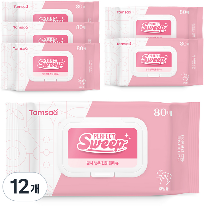 탐사 행주 전용 물티슈 80매 캡형, 50g, 80개입, 12개