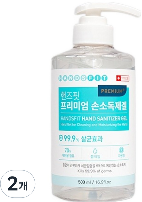 핸즈핏 프리미엄 겔타입 손소독제, 2개, 500ml