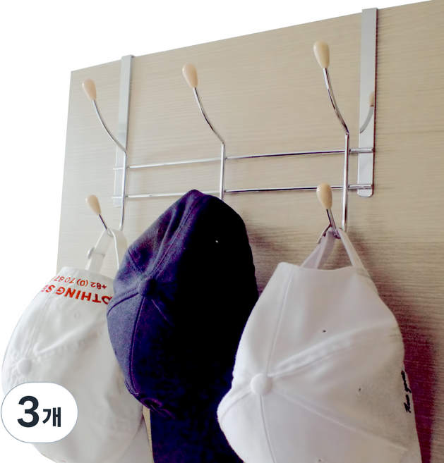 선우랜드 우드볼 도어훅 6구, 실버, 3개