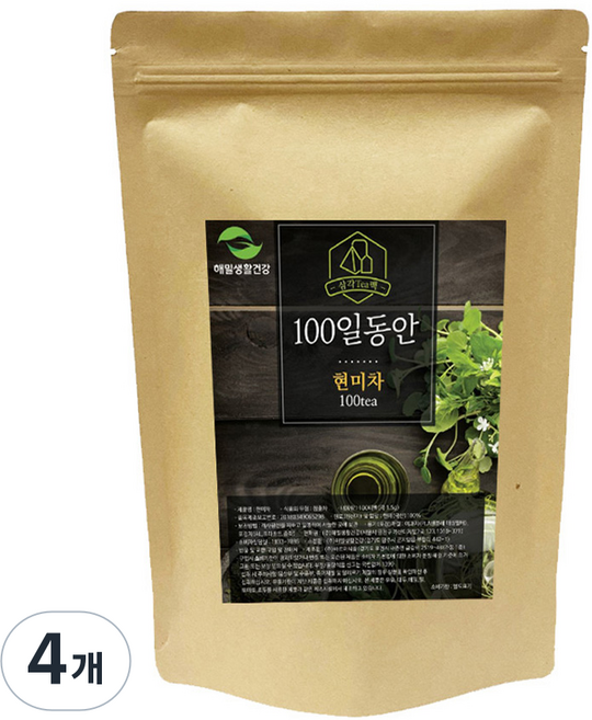 해밀생활건강 100일동안 현미차 삼각티백, 1.5g, 100개입, 4개