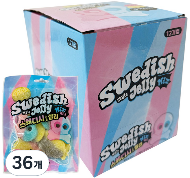 스웨디시 스타일 젤리 믹스, 80g, 36개