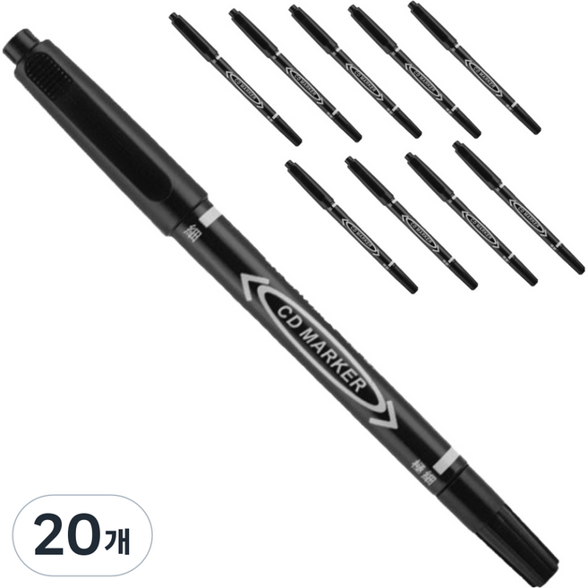 아베른 방수 유성 펜, 블랙, 20개
