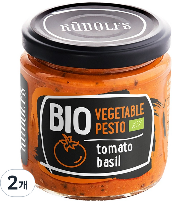 RUDOLFS 유기농 야채 스프레드 토마토 바질, 180g, 2개