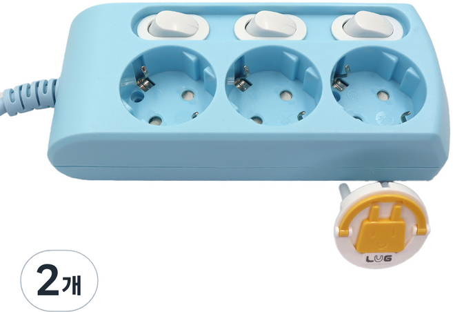 러그 박스 개별 스위치 멀티탭 3구 KF-KSB-03K3-A, 1.5m, 블루, 2개