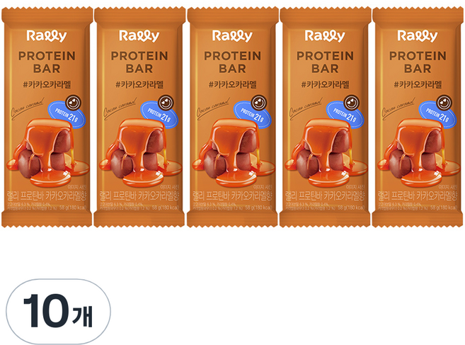 Rally 프로틴바 카카오카라멜향, 58g, 10개