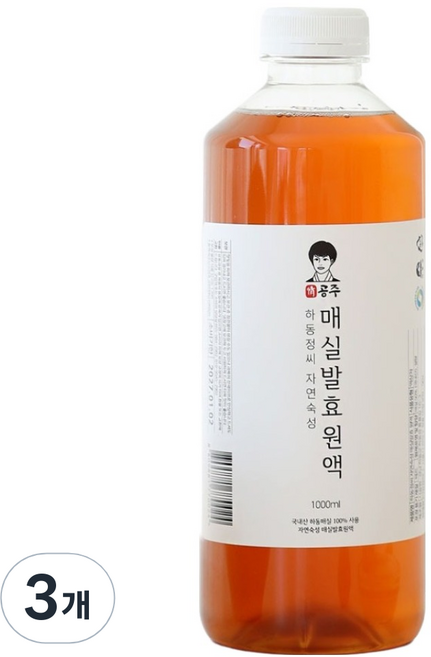 하동정씨 프리미엄 자연숙성 매실발효 원액, 3개, 1L