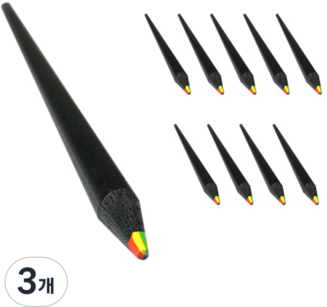 KIRIN 블랙펄 무지개 색연필 KN-06 10p, 7색, 3개