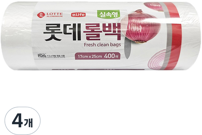 롯데이라이프 실속형 위생롤팩 17cm x 25cm, 400개입, 4개