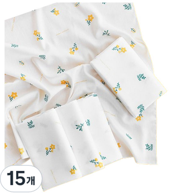 맘스네이처 밤부 대나무 아기 신생아 천기저귀, 플라워, 15개