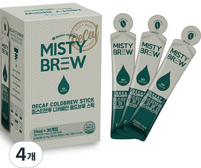 미스티브루 디카페인 콜드브루 스틱 더치커피, 4개, 30개입, 25ml