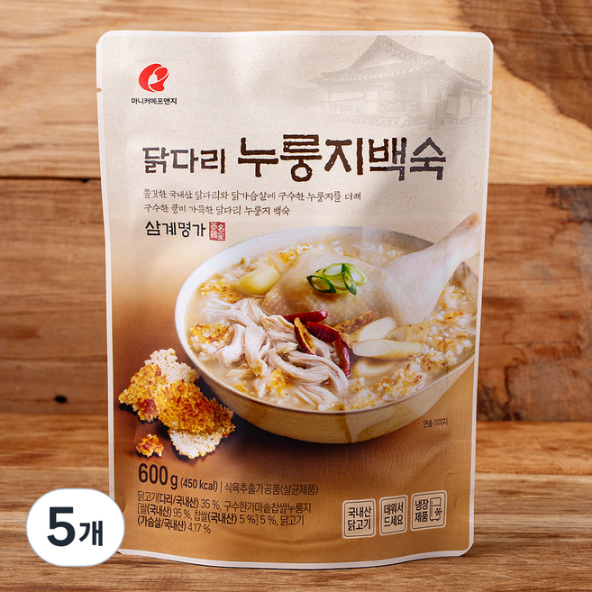 마니커에프앤지 닭다리 누룽지백숙, 600g, 5개