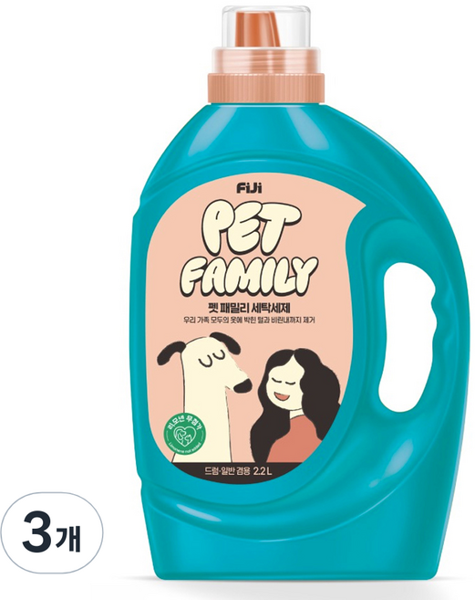 피지 펫 패밀리 액체 세탁세제 일반드럼 겸용 본품, 2.2L, 1개입, 3개