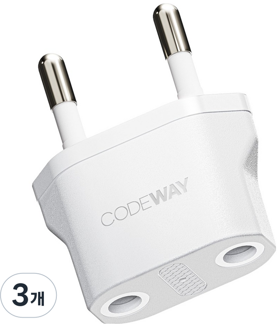 CODEWAY 豬鼻子 220V 轉歐規插頭 35 x 43 mm, 白色, 3個