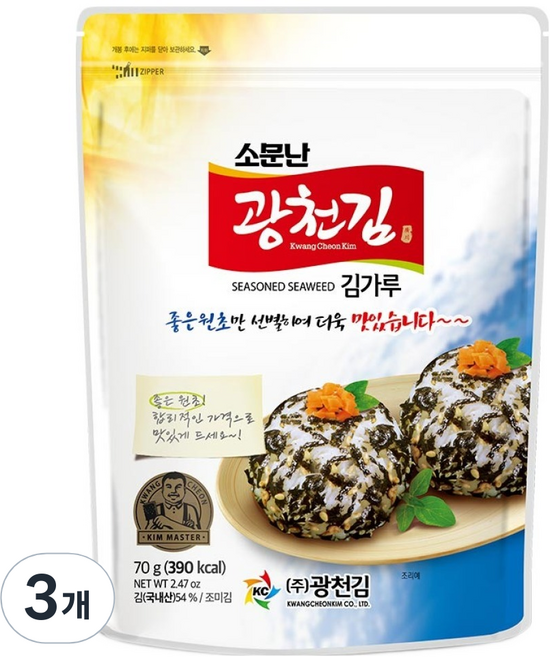 광천김 소문난 김가루, 70g, 3개