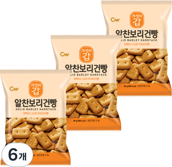 청우식품 알찬보리건빵 과자, 90g, 6개